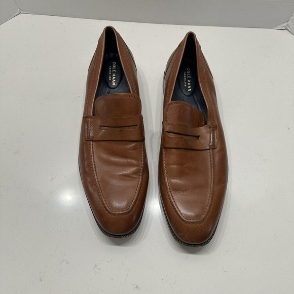 Cole Haan Warner Grand Men 13 M Leather Penny Loafer British Tan Dress Shoe